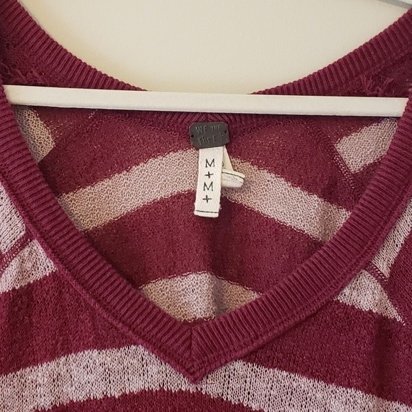 We The Free Fluffy Swit Pullover Maroon Striped Oversized Slouchy Sweater Size M - Picture 9 of 9